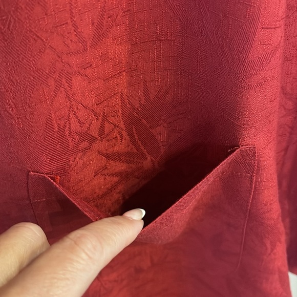Caribbean Joe button down rayon shirt textured collared red front pocket size S - Picture 5 of 16